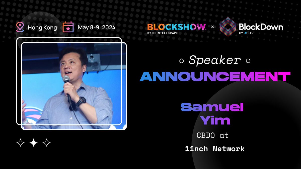 🚀 Thrilled to welcome Samuel Yim, CBDO at <a href="/1inch/">1inch</a>  Network!

A must-hear speaker with expertise in DeFi and a rich legal background.