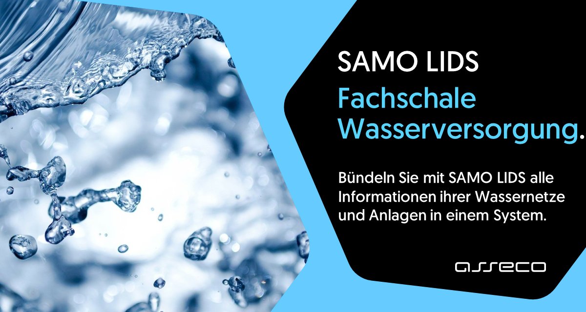 Heute ist #Weltwassertag!

Um die zuverlässige #Versorgung mit #Trinkwasser zu gewährleisten, unterstützt #SAMO_LIDS von #Asseco #Wasserversorgungsunternehmen dabei, alle Informationen ihrer #Wassernetze und #Anlagen zu bündeln.

Mehr über #SAMO_LIDS: bit.ly/3TtldCU
#GIS