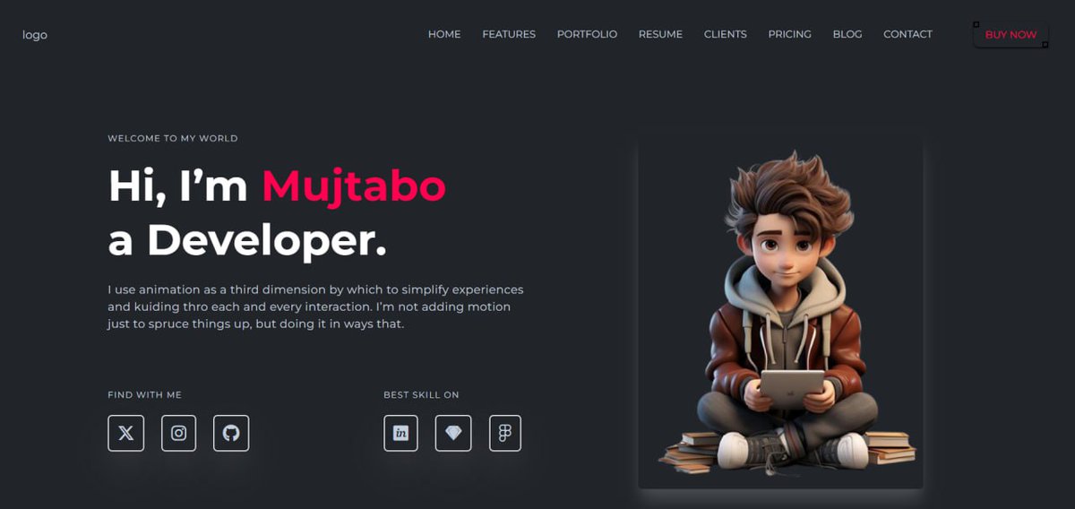 codewithmujtabo's tweet image. Day 2/15🔥
For now I have finished the header and hero section.
Here's the result and some part of the code. Enjoy it👇