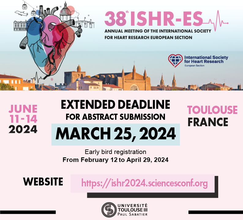 ISHR European Section (@ishr_es) on Twitter photo Abstract deadline extended! There is still time to submit your abstract until March 25th - don't miss this final deadline! ishr2024.sciencesconf.org #cardiovascular #research #conference Abstract deadline extended! There is still time to submit your abstract until March 25th - don't miss this final deadline! ishr2024.sciencesconf.org #cardiovascular #research #conference
