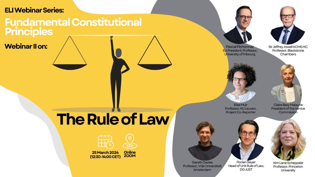 ⚖ Join us on 25 March 2024 (12:30-14:00 CET) for the II webinar in our Fundamental Constitutional Principles Series, this time focusing on the Rule of Law.

 🔗Information &amp; Registration: bit.ly/3wZ50ya

<a href="/PPichonnaz/">Pascal Pichonnaz</a> #RuleOfLaw