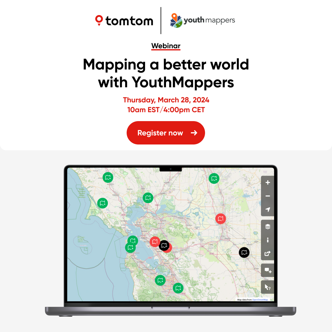 🚨Upcoming Webinar🚨 We are teaming up with @TomTom to provide geospatial and engineering mentorship, foster knowledge sharing, improve mapping, and connect with local chapters Do you want to know more? Register for our webinar: 🔗tinyurl.com/y3mcrtcp