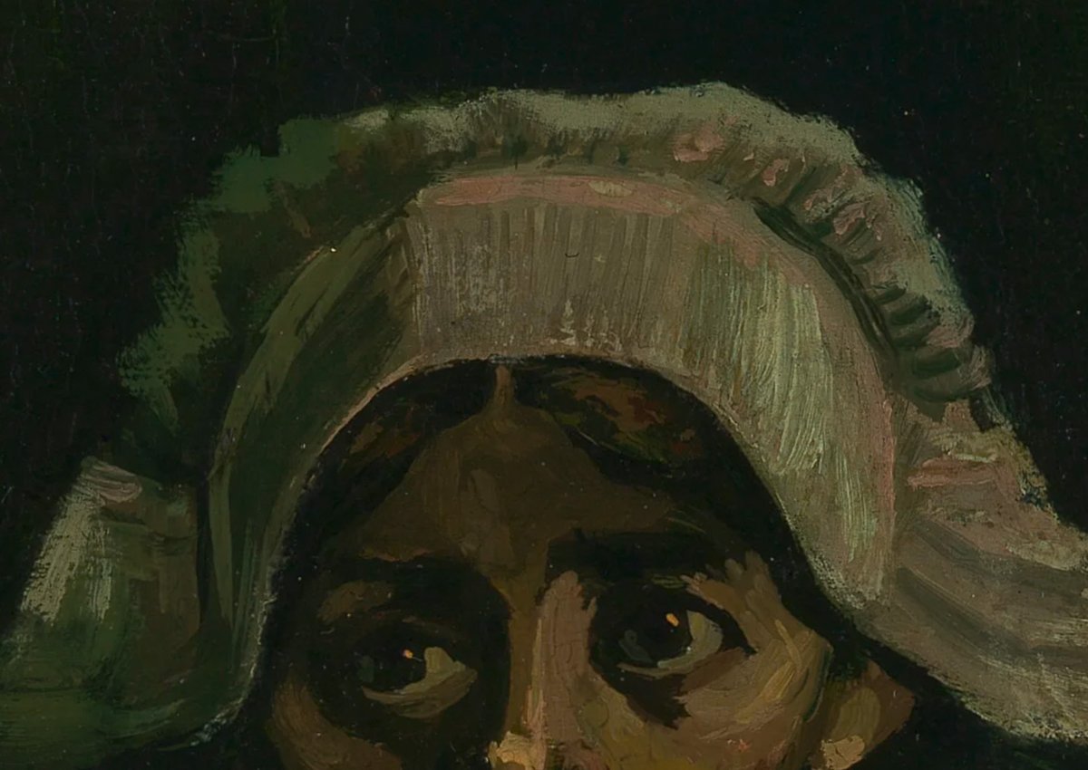 vangoghmuseum's tweet photo. 'The Potato Eaters' may seem dull with its muddy tones, but Vincent skillfully blended complementary colours like red and green to create subtle variations, aiming for a vivid effect in this seemingly dark painting. 🎨 https://t.co/AoiLNjEVYe