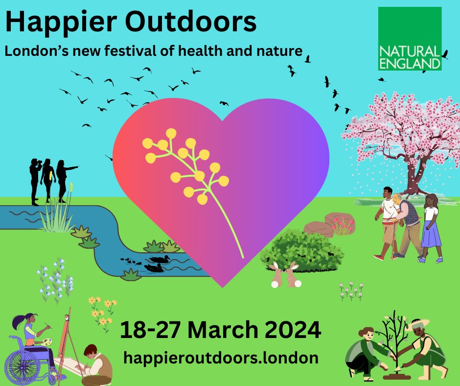 From 18-27 March, discover how to improve your wellbeing by connecting with nature on your doorstep during the #HappierOutdoorsFestival. Experience over 110 FREE activities across 29 London boroughs. See what’s on 👉 ow.ly/bWGZ50QUxks