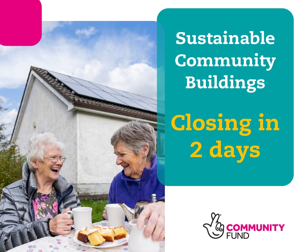 🌿2 days to go 🌿 Get your applications in for Sustainable Community Buildings by 5pm Wednesday 20 March to share the benefits of increased environmental sustainability and reduced energy bills with your community. tnlcommunityfund.org.uk/funding/progra…