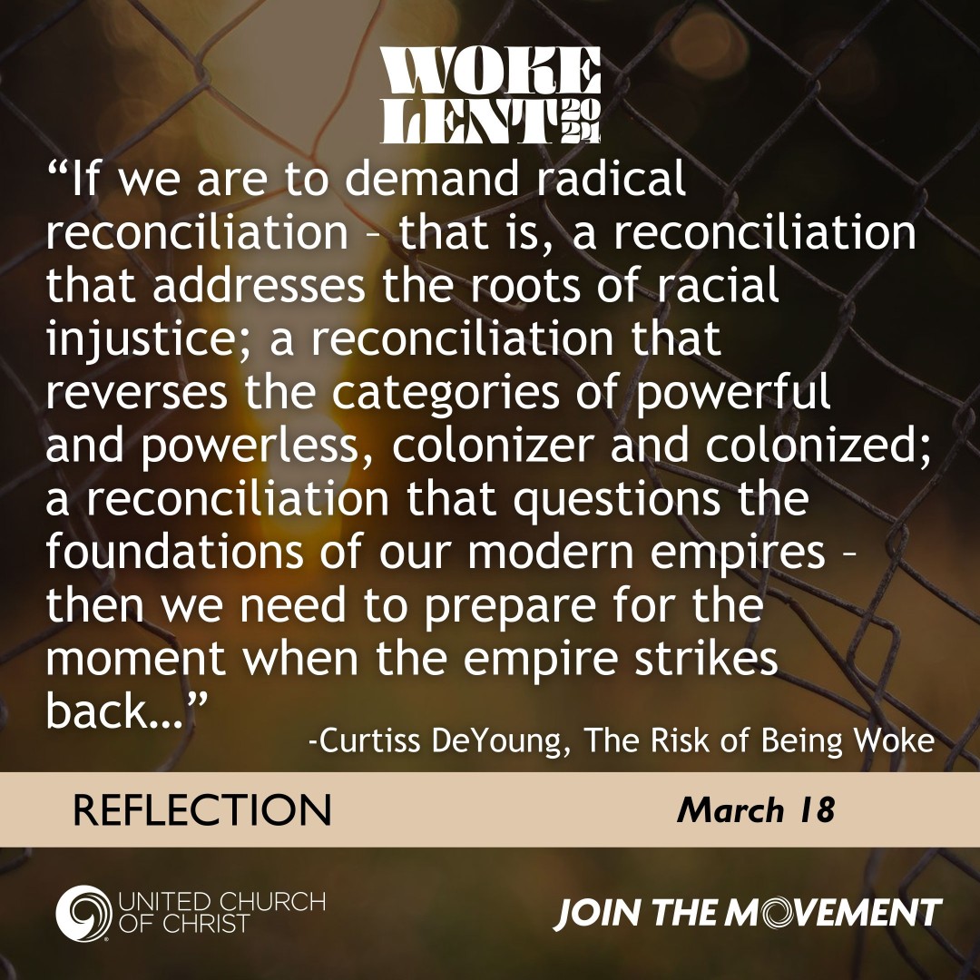 UnitedChurch's tweet photo. π Reflection: If we are to demand radical reconciliation -- that questions the foundations of our modern empires β then we need to prepare for the moment when the empire strikes backβ¦
β¬οΈ #WokeLent2024 calendar: https://t.co/5mBr8FjPoW
#Lent #UCCMovement https://t.co/r4JvGjLUpM