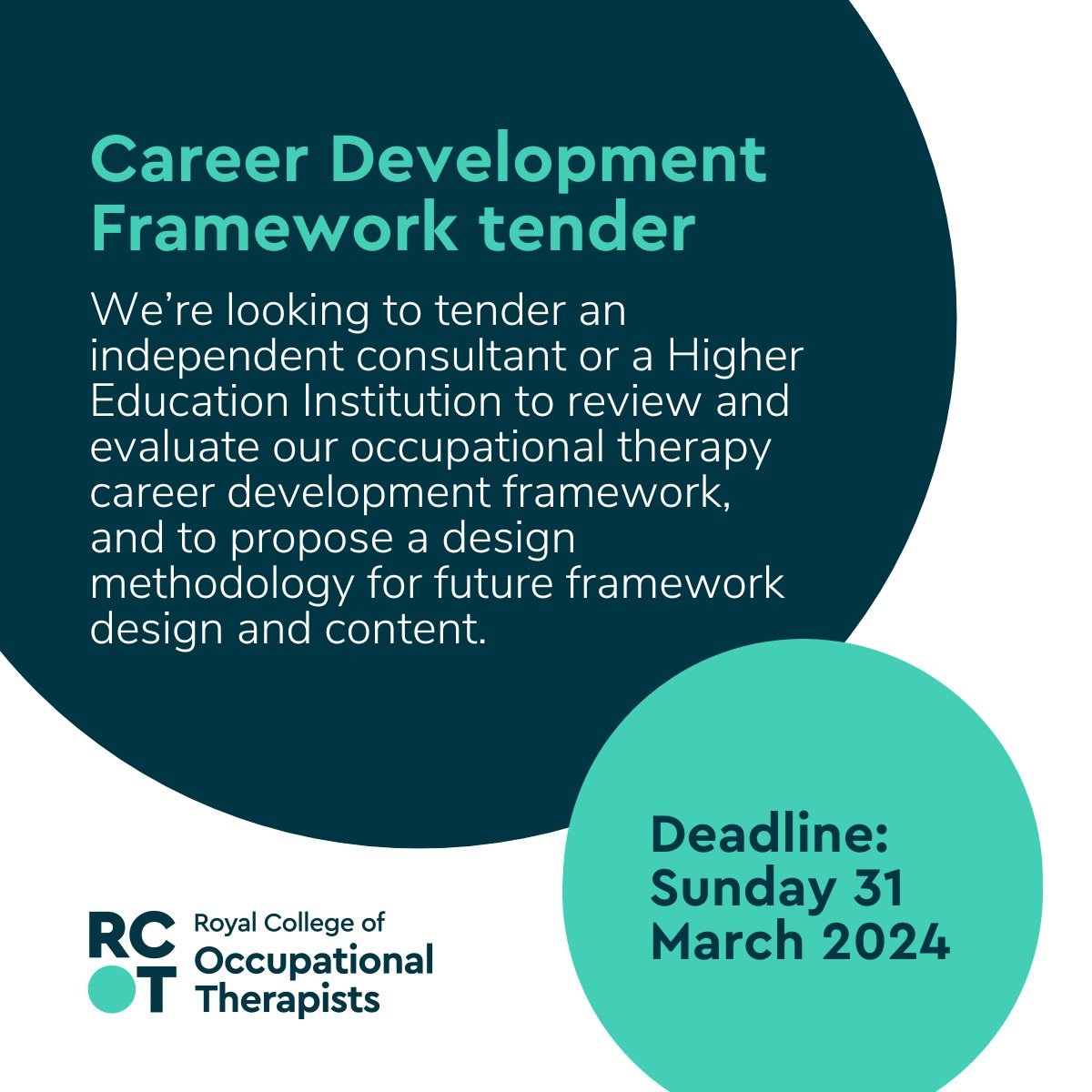 Are you keen on reimagining the possibilities for the career development framework in occupational therapy? We're looking for independent consultants or Higher Education Institutions to submit a proposal for our Career Development Framework tender: loom.ly/K9HwyW4
