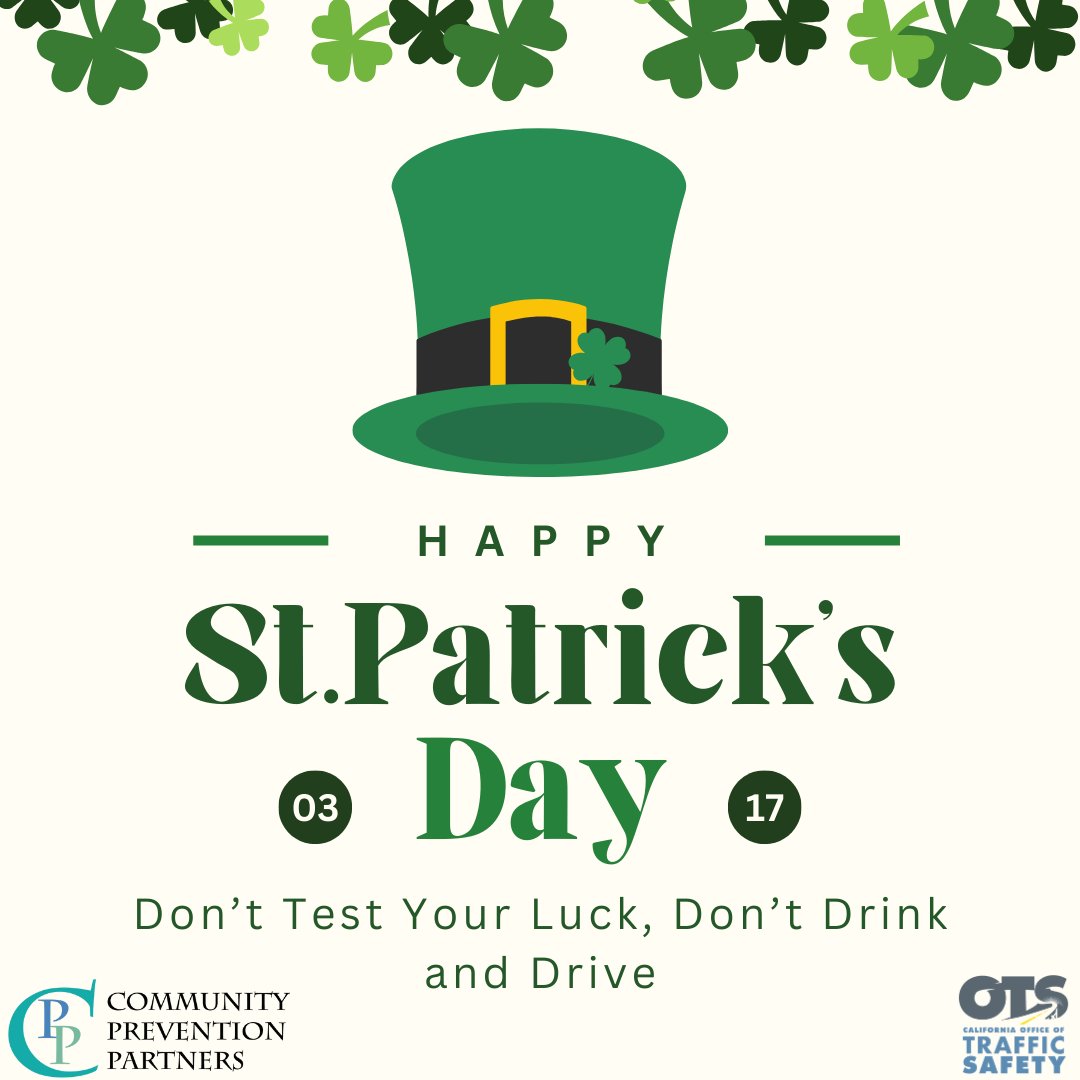 sccfnlp's tweet image. Happy St. Patricks Day

Drinking and driving can have many consequences including jail time, injuries, and even death. Stay safe this St. Patrick’s Day and always plan ahead if you are drinking.

Don’t test your luck, don’t drink and drive.

Funding for this program was provided…