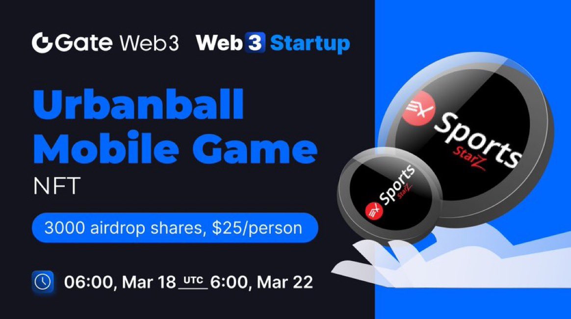 #GateWeb3 Startup Special NFT Offering: Urbanball @ExSportsToken 🌟3000 shares, each with a value of $25 🥇The greater the assets, the greater the probability of winning. ⏰Time: 3.18 - 3.22 👉Go: buff.ly/49SyiNv ➡️More info: buff.ly/3vmn7NT