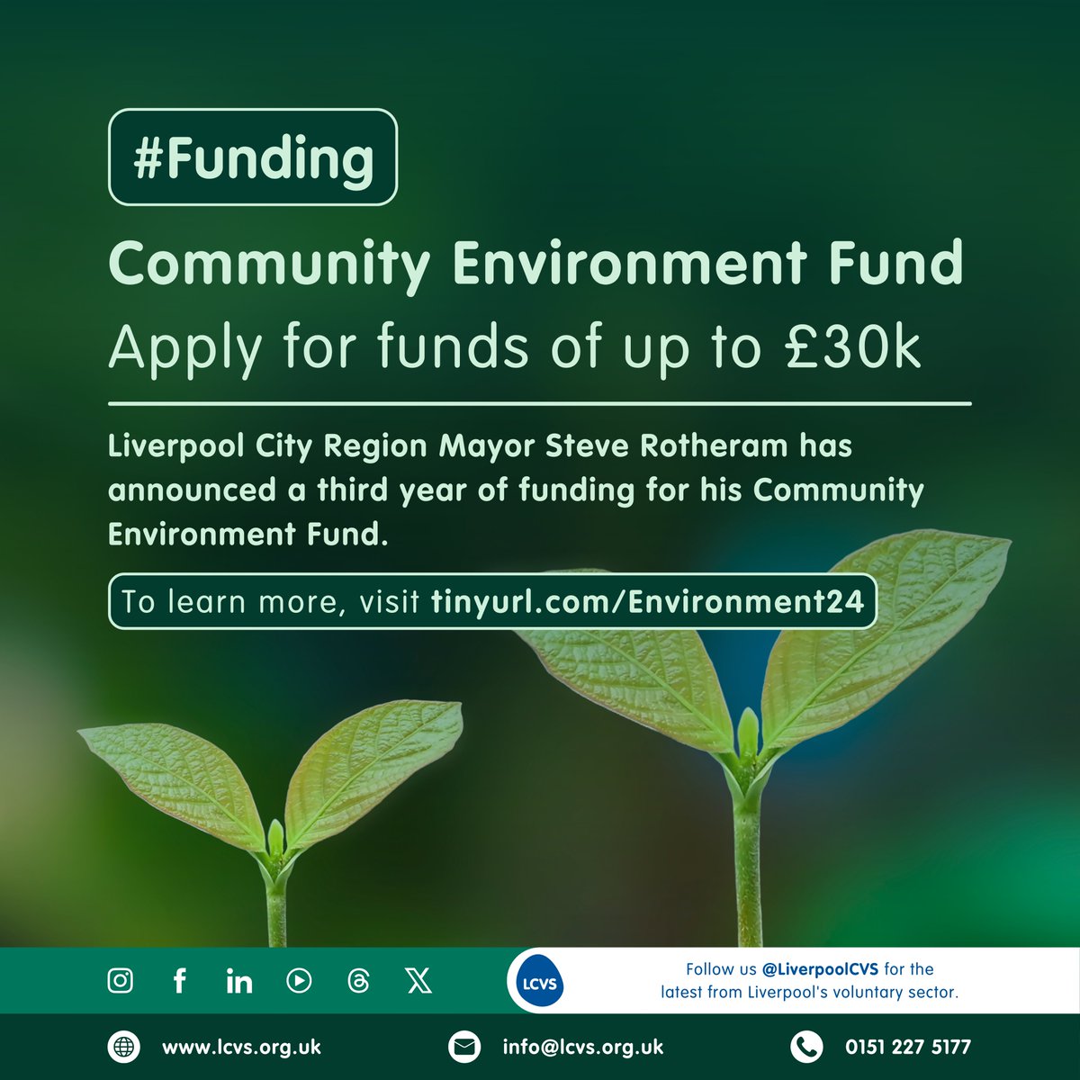 💰#Funding | Projects from across the LCR can now apply for up to £30k for initiatives that encourage long-term behavioural change, while improving the city region’s environment + safeguarding its green spaces LEARN MORE⬇️ 🔗tinyurl.com/Environment24 @SoniaBassey1 @LpoolCityRegion