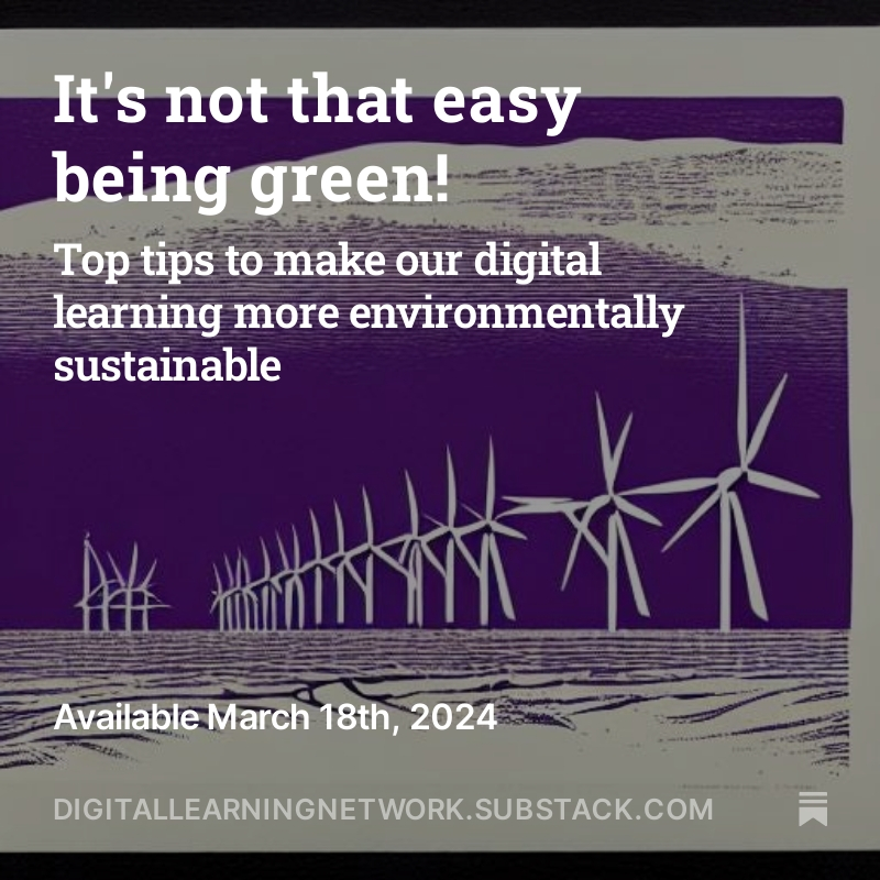 'We need to recognise that sustainability and decarbonisation are not the same.' Out today, our latest article by @lizziethings 👇 It's not that easy being green! Top tips to make our digital learning more environmentally sustainable