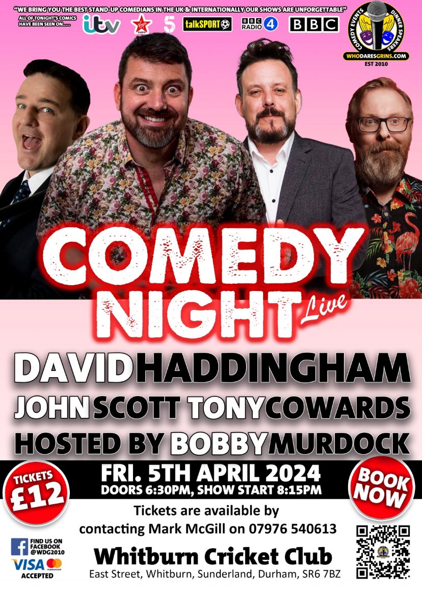 WhitburnCC's tweet photo. Following on from last years success we are happy to be hosting another Comedy Night.. please contact Mark 07976540613 to reserve a ticket https://t.co/G50O69zXN3
