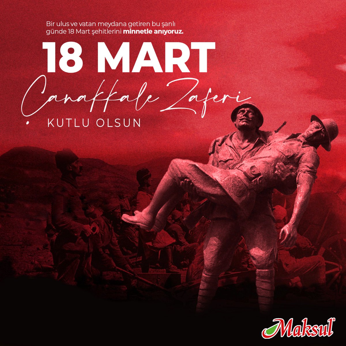 18 Mart Çanakkale Zaferi, milletimizin dayanışma ve cesaretinin simgesidir. Maksul Kuruyemiş olarak, bu anlamlı günü anıyor, tarihimizin dönüm noktası olan bu zaferin kahramanlarını saygıyla anıyoruz. Geçmişimizin ışığında, geleceğe güvenle yürüyoruz. 🇹🇷