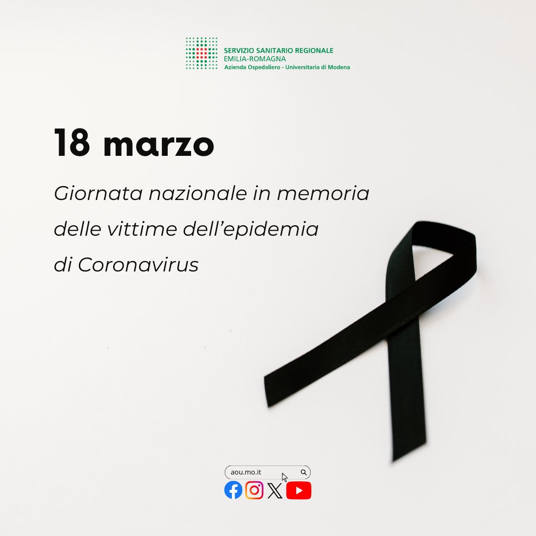 Oggi 18 marzo, in memoria delle vittime dell'epidemia da #Coronavirus, i nostri ospedali si fermano per un minuto di silenzio. Un gesto importante che ci avvicina alle famiglie di chi ci ha lasciato e ai professionisti che hanno combattuto in prima linea contro la pandemia.