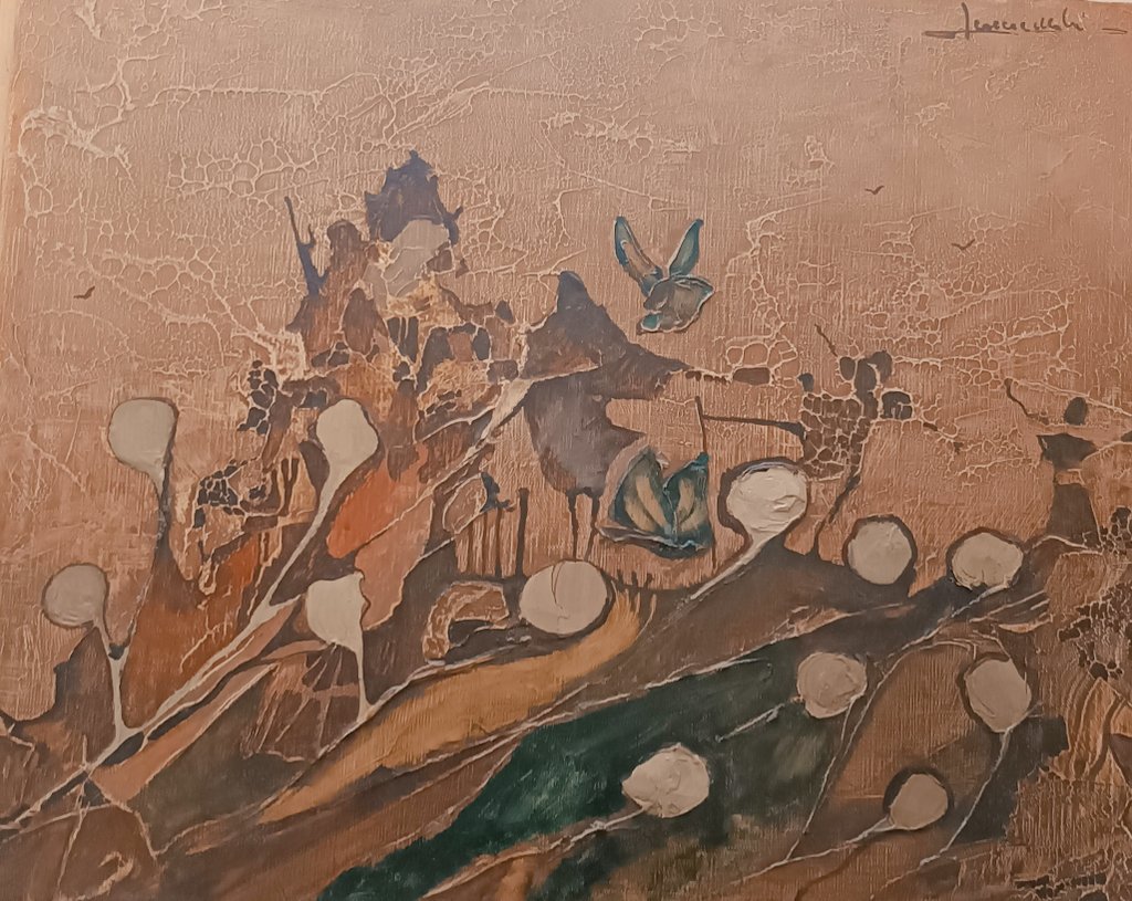 ignmalrom's tweet photo. La obra en cuestión, un paisaje abstracto, difícil de interpretar sin conocer al artista. Eso sí, podemos jugar al veo veo. https://t.co/OU1sLIoyhr