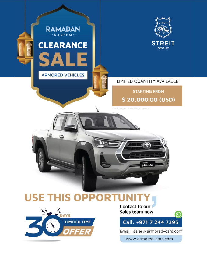 Inventory Ramadan clearance is exclusively for a 30-days. Limited quantity available, starting at $20,000 USD. Don't miss out – contact our team now!
#STREITGROUP #RAMDAN #SALE