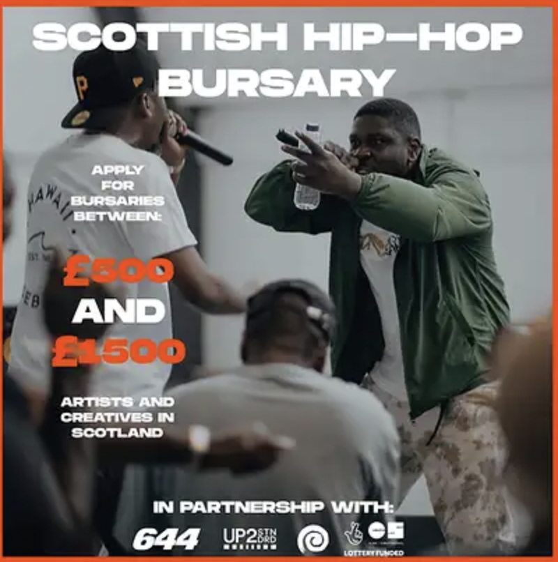 Applications for the Scottish Hip Hop Bursary are now open! If you're a Hip Hop artist or creative working in Scotland, then you can apply for grants from £500 - £1,500 to develop your practice and test out new ideas. Apps close Mon 01 Apr 2024. Visit sunnyg.org/scottish-hip-h…