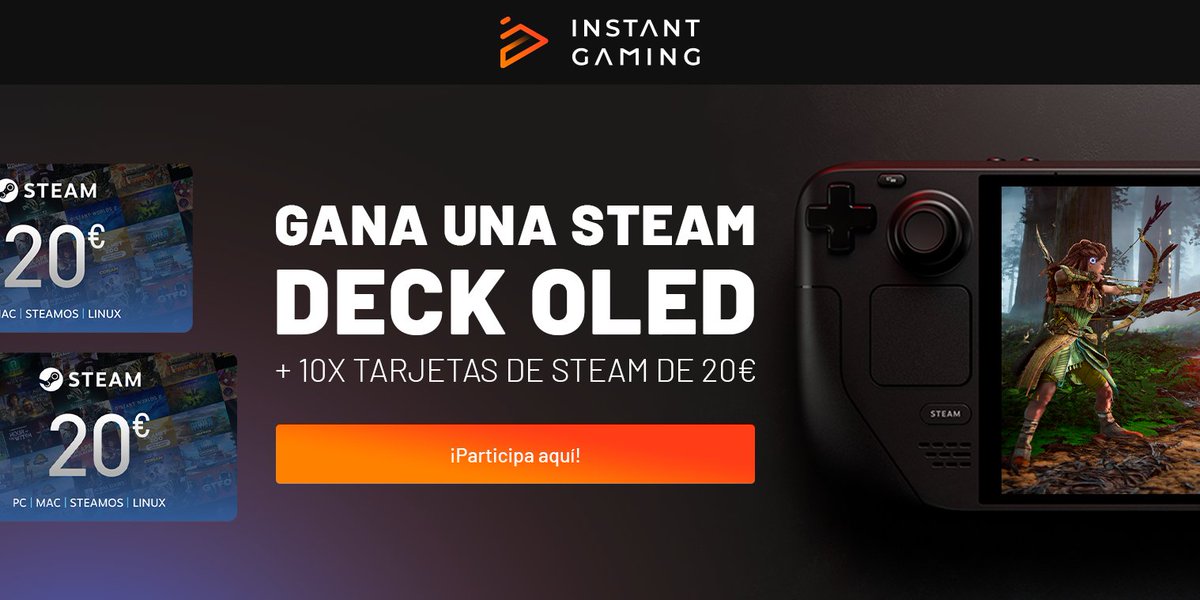 🎮👾SORTEO: Steam Deck OLED y 10 tarjetas de Steam de 20€👾🎮

🪧¿Qué se sortea?
Una Steam Deck OLED
10 tarjetas de Steam de 20€

🪧¿Cuánto dura?
Desde hoy hasta el 24 de marzo a las 23:59h (hora peninsular española)

➡️ instant-gaming.com/es/giveaway/st…