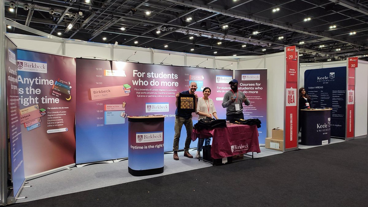 We're excited to be at @ExCeLLondon for #ucasdiscovery today 🎉 Come and see us at stand 29 next to the main entrance and find out about life at Birkbeck 👋