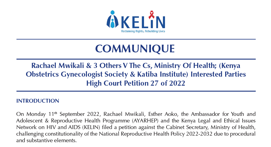 📢@KELINKenya will appear in court tomorrow (19 March 2024) for hearing in a case challenging the constitutionality of the National Reproductive Health Policy 2022 - 2032. @AYARHEP_KENYA @katibainstitute @TheKOGSociety