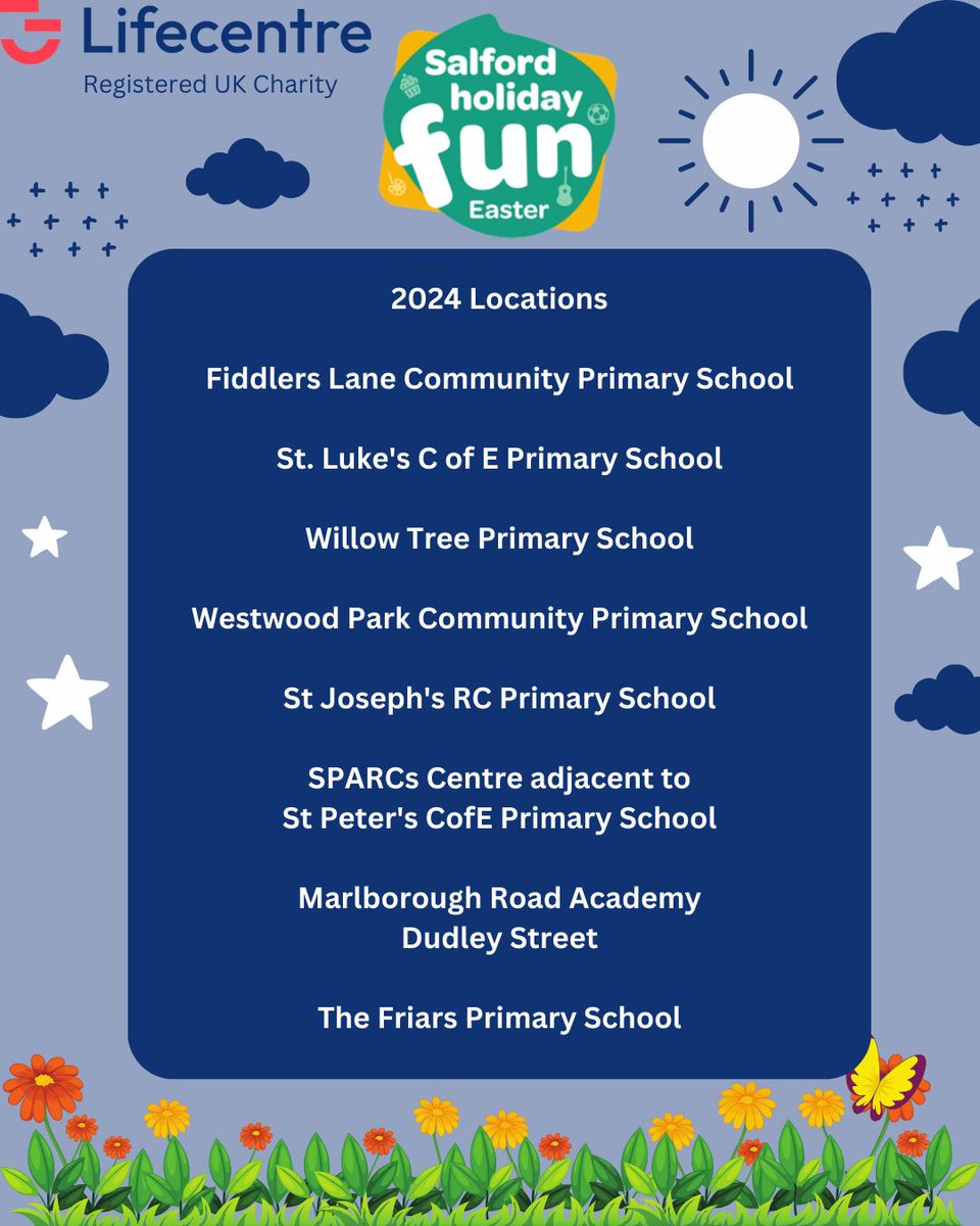 Lifecentre Salford (@_lifecentre) on Twitter photo Holiday club bookings are open in Salford! book today! buff.ly/3CXFTeH
<a href="/SalfordCouncil/">Salford City Council</a>
<a href="/stlukesce/">St Luke's CE Primary</a>
<a href="/FiddlersLaneCPS/">Fiddlers Lane CPS</a>
<a href="/SalfordTree/">WillowTreeSalford</a>
<a href="/StJosephsM5/">St Joseph's Ordsall</a>
@FriarsPrimary
<a href="/MarlboroughAcad/">Marlborough Road</a> Holiday club bookings are open in Salford! book today! buff.ly/3CXFTeH
<a href="/SalfordCouncil/">Salford City Council</a>
<a href="/stlukesce/">St Luke's CE Primary</a>
<a href="/FiddlersLaneCPS/">Fiddlers Lane CPS</a>
<a href="/SalfordTree/">WillowTreeSalford</a>
<a href="/StJosephsM5/">St Joseph's Ordsall</a>
@FriarsPrimary
<a href="/MarlboroughAcad/">Marlborough Road</a>