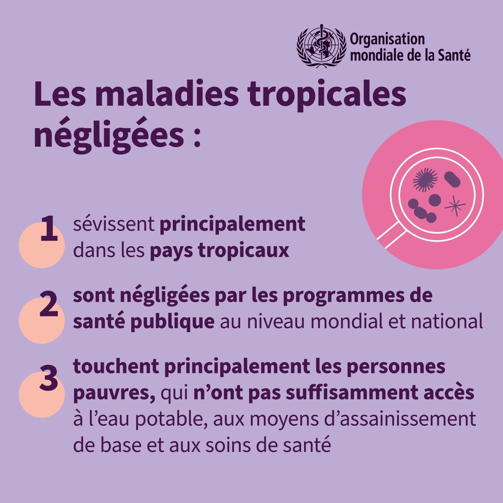 Voici 3 faits sur les maladies tropicales négligées. ⬇️ Pour en savoir plus 👉🏾who.int/fr/news-room/q… #MTN