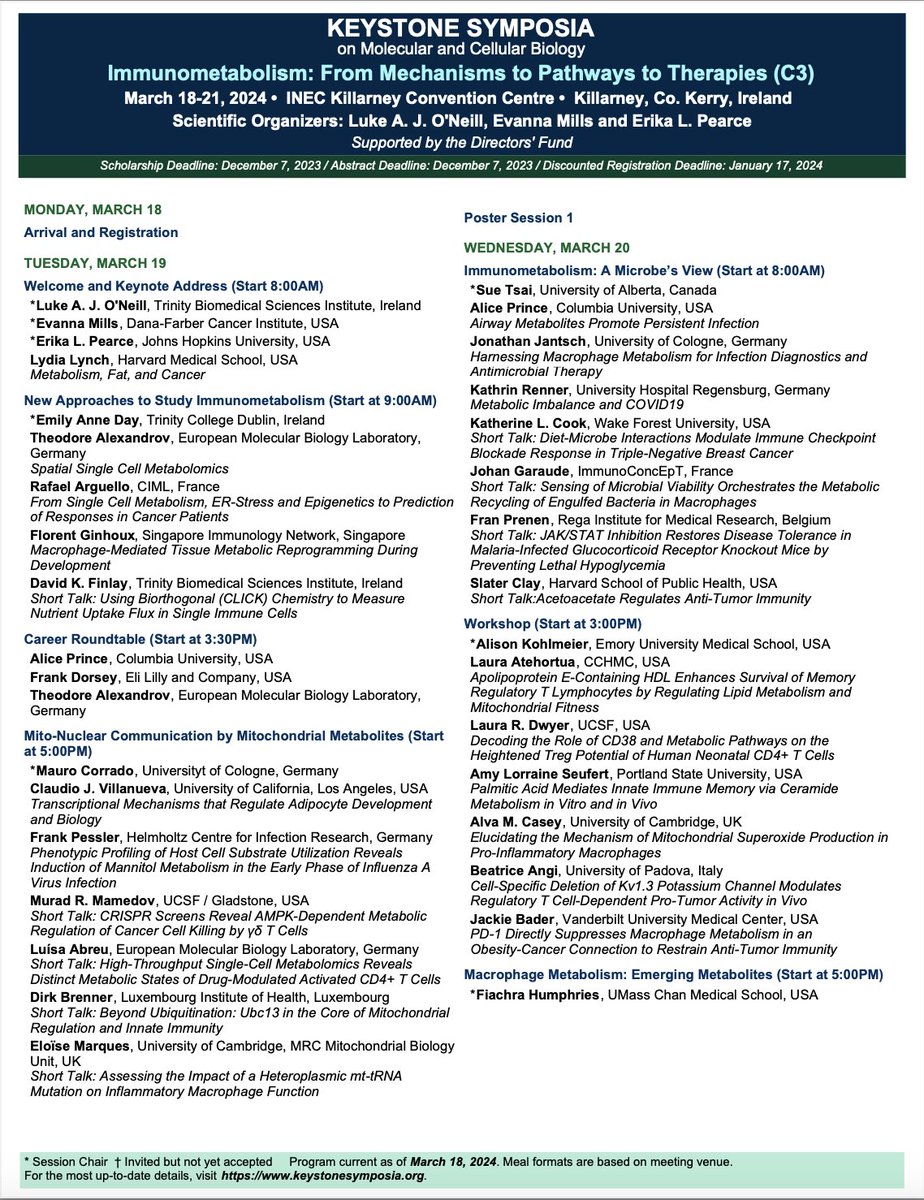 Excited to be speaking at <a href="/KeystoneSymp/">Keystone Symposia</a> Immunometabolism Conference this week! Really looking forward to this great #Immunometabolism program.