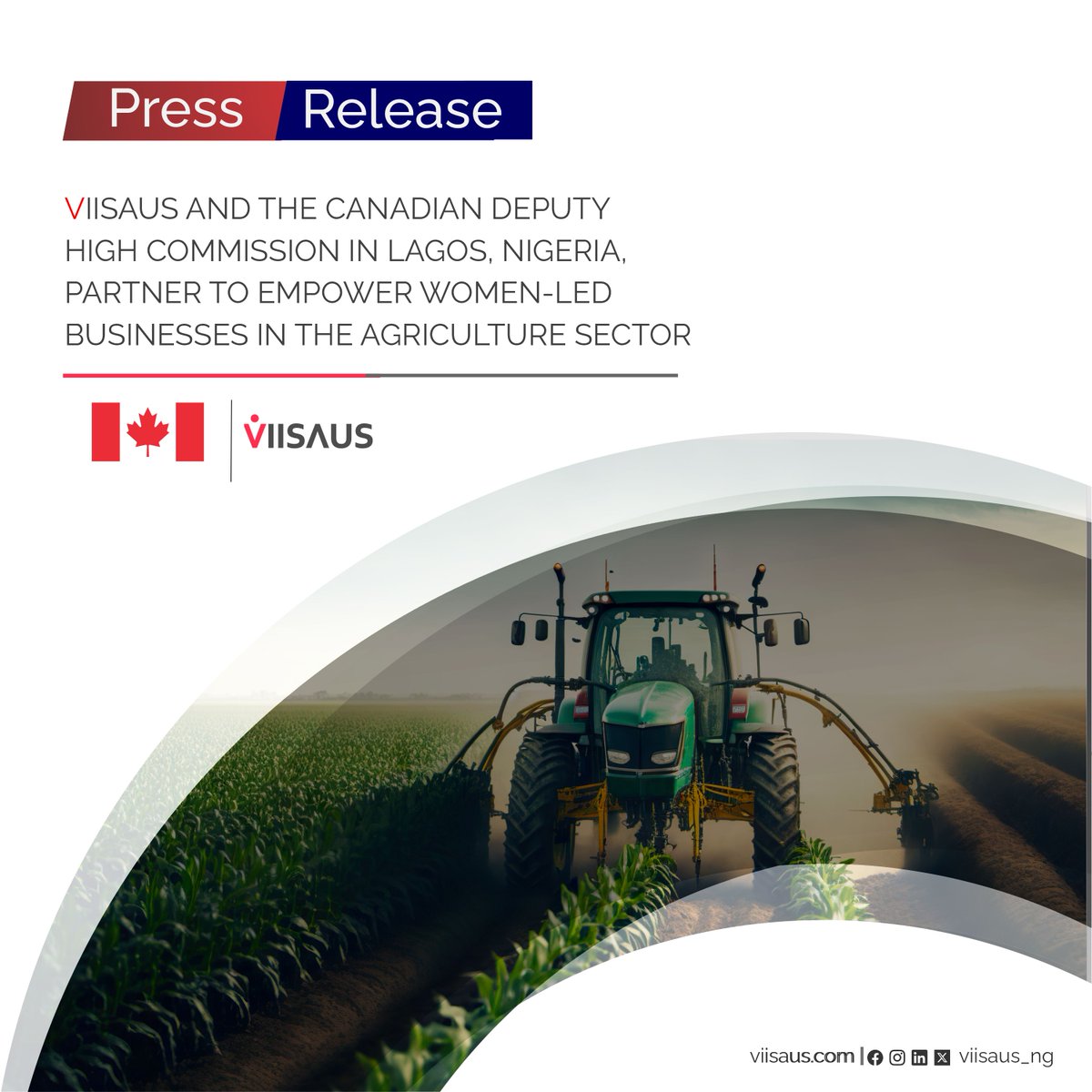 <a href="/viisaus_ng/">VIISAUS NG</a>  is proud to announce its partnership with the Canadian Deputy High Commission in Lagos, Nigeria, to spearhead initiatives aimed at empowering women-led enterprises in the agriculture sector. This collaboration aligns with the Trade program's objectives for the fiscal