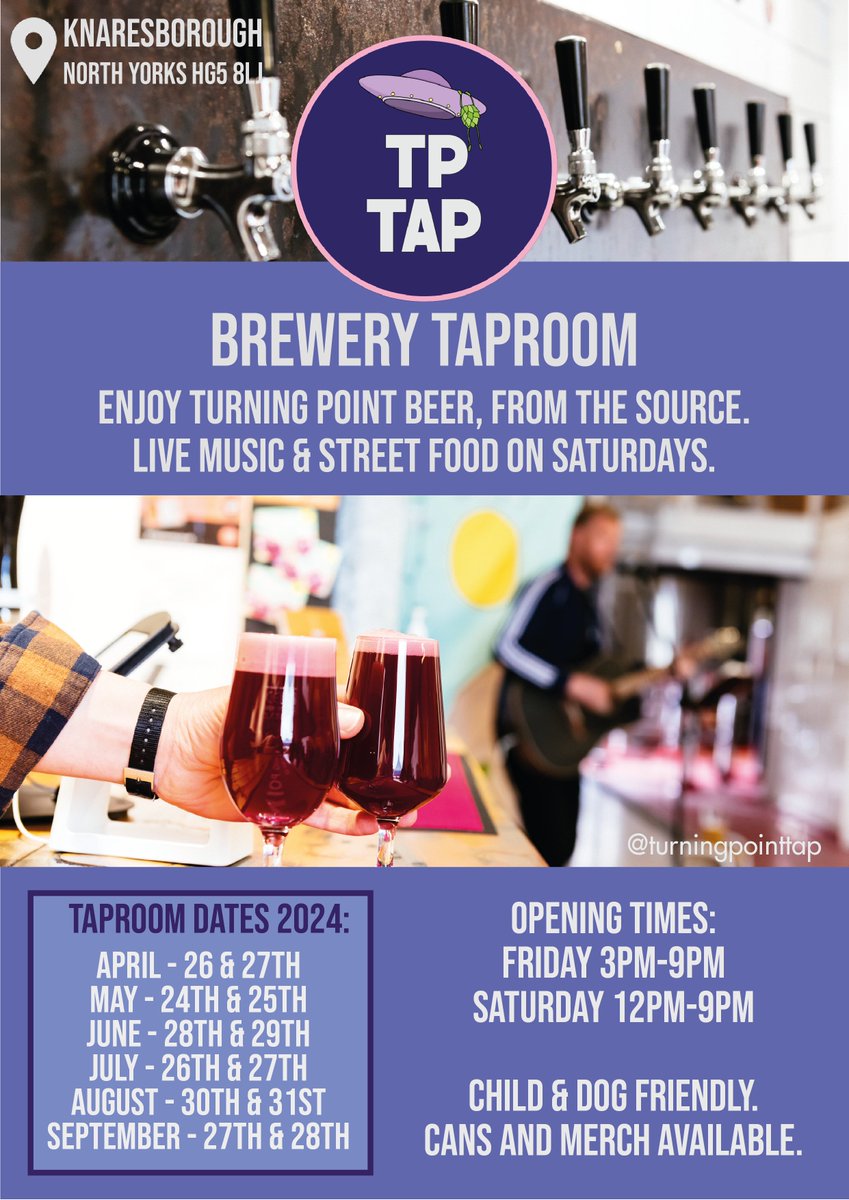 turningpointtap's tweet image. The Taproom returns for 2024!

We’re very much looking forward to opening our doors for you again this summer, kicking off on the 26th April. Join us for chilled Friday pints, or our festival style Saturdays with live music and street food.
