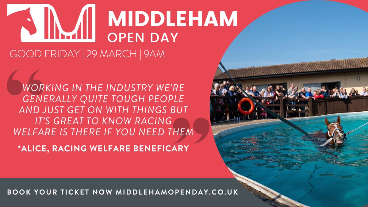 Racingwelfare's tweet photo. 1 week to go!
ARC #MiddlehamOpenDay raises vital funds for the local community, including a designated welfare officer to support Middleham’s racing workforce and people like *Ella, a groom & rider who has lived and worked in Middleham for eight years
➡️https://t.co/uaq9qsFJ5c https://t.co/jlYawTB78k