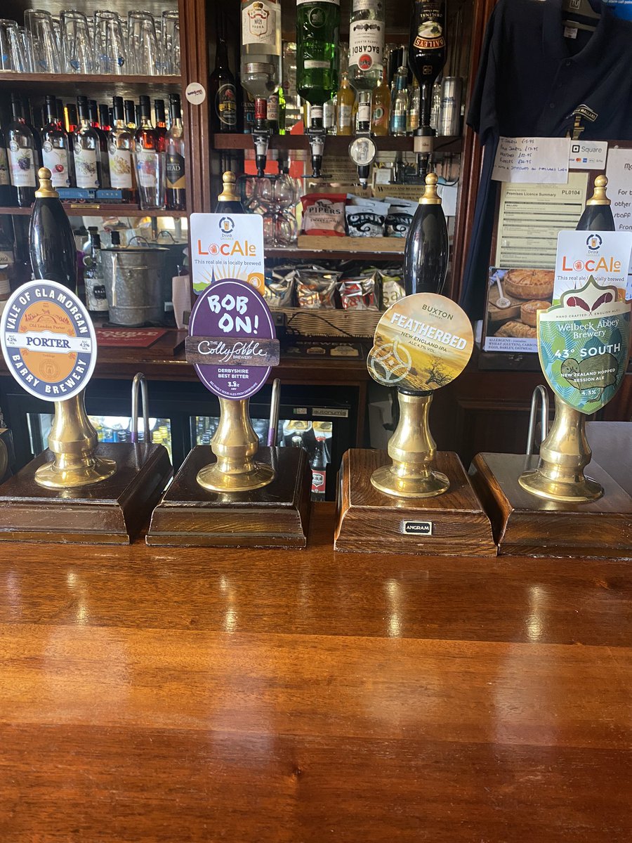 #RealAle on Monday: @WelbeckAbbeyBry 43 deg South @BuxtonBrewery Featherbred Collyfobble Bob On! & @vogbrewery Old London Porter Plus ciders from @WestonsCiderMil Card payments accepted Open 12-9pm Please repost