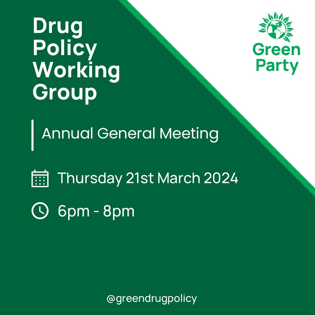 Please join us for our AGM. 6-7 pm: Pres. from Clemmie James @HealthPoverty (all welcome) 7-8 pm: Business - including electing co-coordinators & key roles (members of @TheGreenParty only) RSVP for zoom link & details about nominations: nomadneska@yahoo.co.uk #greendrugpolicy