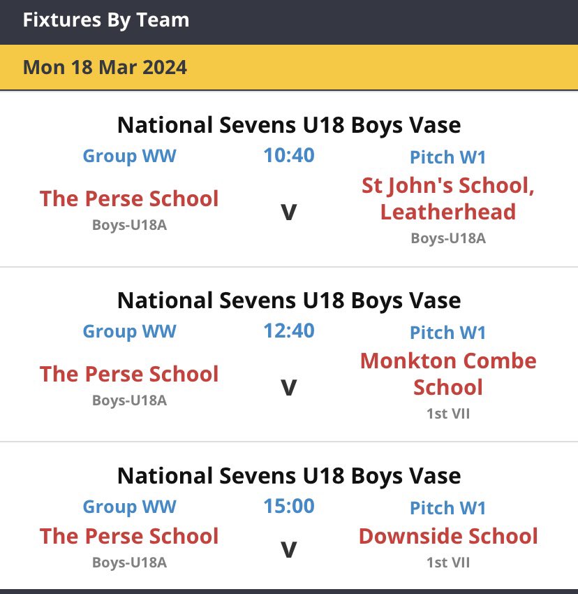 Best of luck to our U18’s who play at @RPNS7s today! Group games and schedule below: