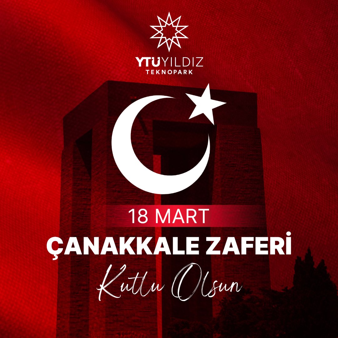 18 Mart Çanakkale Zaferi ve Şehitleri Anma Günü’nde başta Gazi Mustafa Kemal Atatürk olmak üzere bu vatan için canını feda eden tüm Mehmetçiklerimizi saygı, minnet ve rahmetle anıyoruz. 🇹🇷
#YTÜYıldızTeknopark #ÇanakkaleGeçilmez
