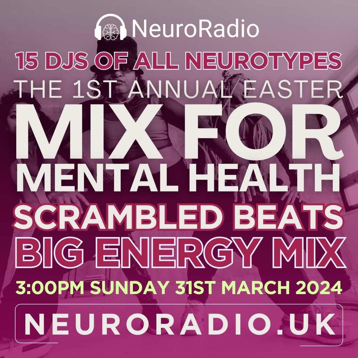 scrambledbeats's tweet photo. Please join the 1st ANNUAL EASTER MIX for MENTAL HEALTH, this is all day event with over 15 dj’s live. Scrambled Beats from 3pm (GMT) and support NeuroRadio #mentalhealthawareness https://t.co/FlsI5K8nyI