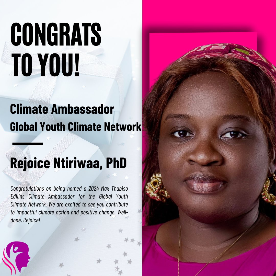 Congrats to @rejoicentiriwaa, a 2024 Max Thabiso Edkins #ClimateAmbassador for the Global Youth Climate Network! She holds a #phd in Sustainable Energy Technologies from @KNUSTGH, sponsored by the Government of Ghana More; wordsthatcount.org/know-your-wort… #celebratingwomen #africanwomen