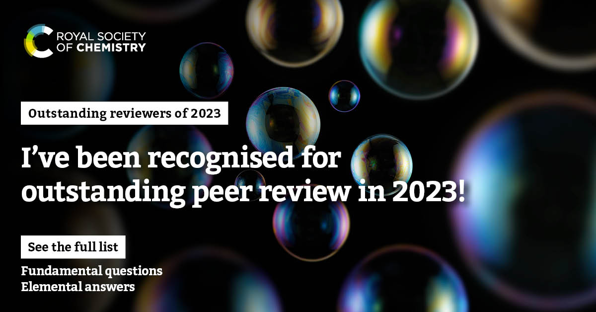 We are very happy to share that Bettina has been recognized as one of the Royal Society of Chemistry’s 2023 outstanding reviewers for @ChemicalScience. 🎉📝🧪 Explore the full list at rsc.li/OutstandingRev… #RSCPeerReview #Chemistry