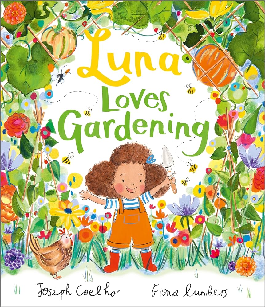 In #LunaLovesGardening it's time to grab a trowel and sow seeds that will tell a new story for the whole community and discover a connection to the entire world
A picture book for preschool by @JosephACoelho and @fionalumbers 
Available from libraries kent.spydus.co.uk/cgi-bin/spydus…
