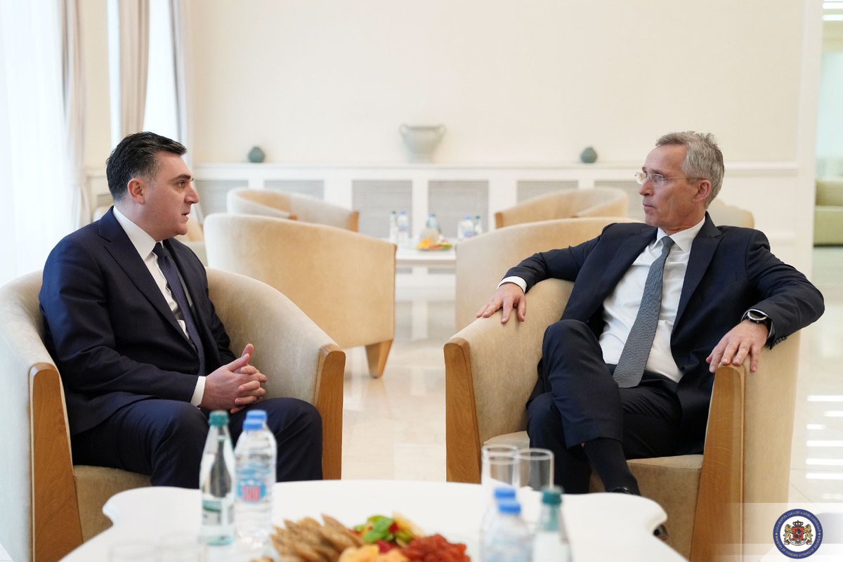 Delighted to extend a warm welcome to our distinguished guest - NATO SG @jensstoltenberg. His visit marks a significant step in fostering Georgia-NATO cooperation and represents yet another vivid demonstration of strong support for Georgia.