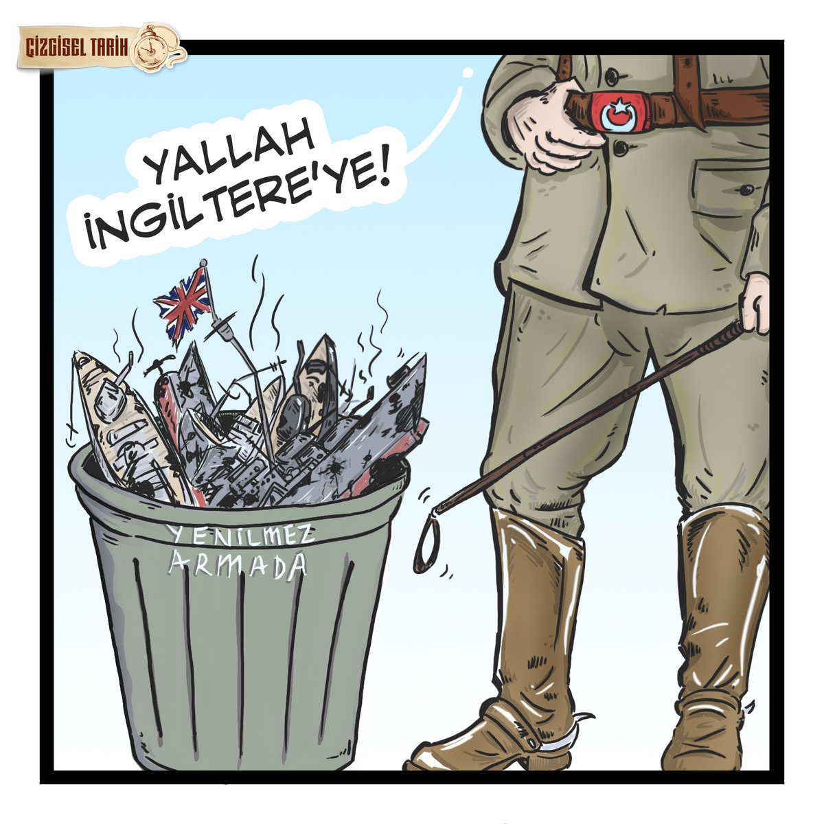 "Hasta Adam"ın kontrol ettiği boğazdan tıngır mıngır geçerek İstanbul'u zapt edeceğini zanneden kibirli bir donanmanın kahraman Türk topçusu ve deli fişek bir mayın gemisi tarafından hurdaya çıkarıldığı bir destandır 18 Mart. Has Anadolu evladı Hektor'un Agamemnon'a çaktığı