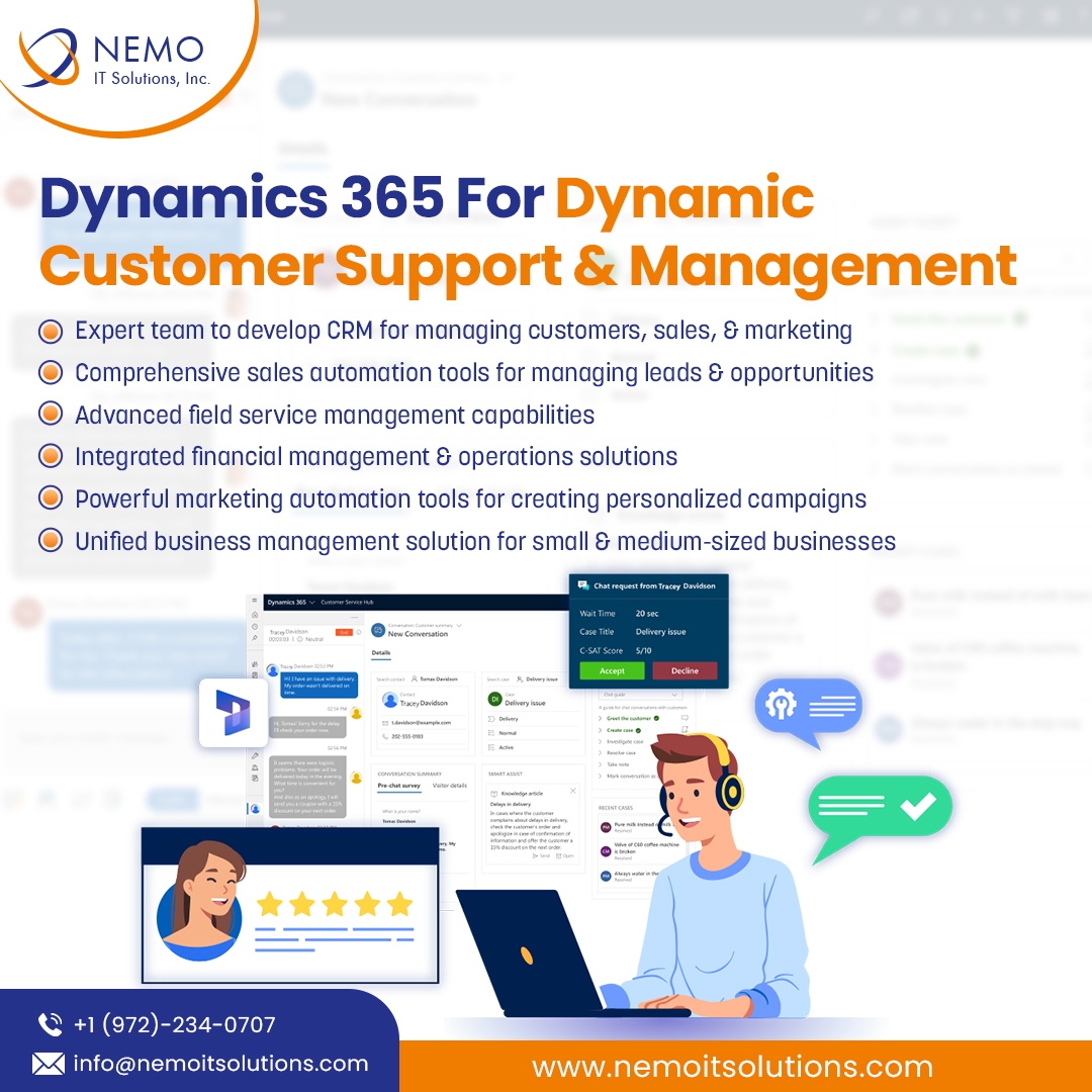 Dynamics 365 For Dynamic Customer Support & Management | @nemoitsolutions
.
.
.
.
#dynamics365 #dynamicscrm #dynamics365crm #dynamics365fo #dynamics365sales #dynamics365sales #support #services #msdynamics365 #customersupport