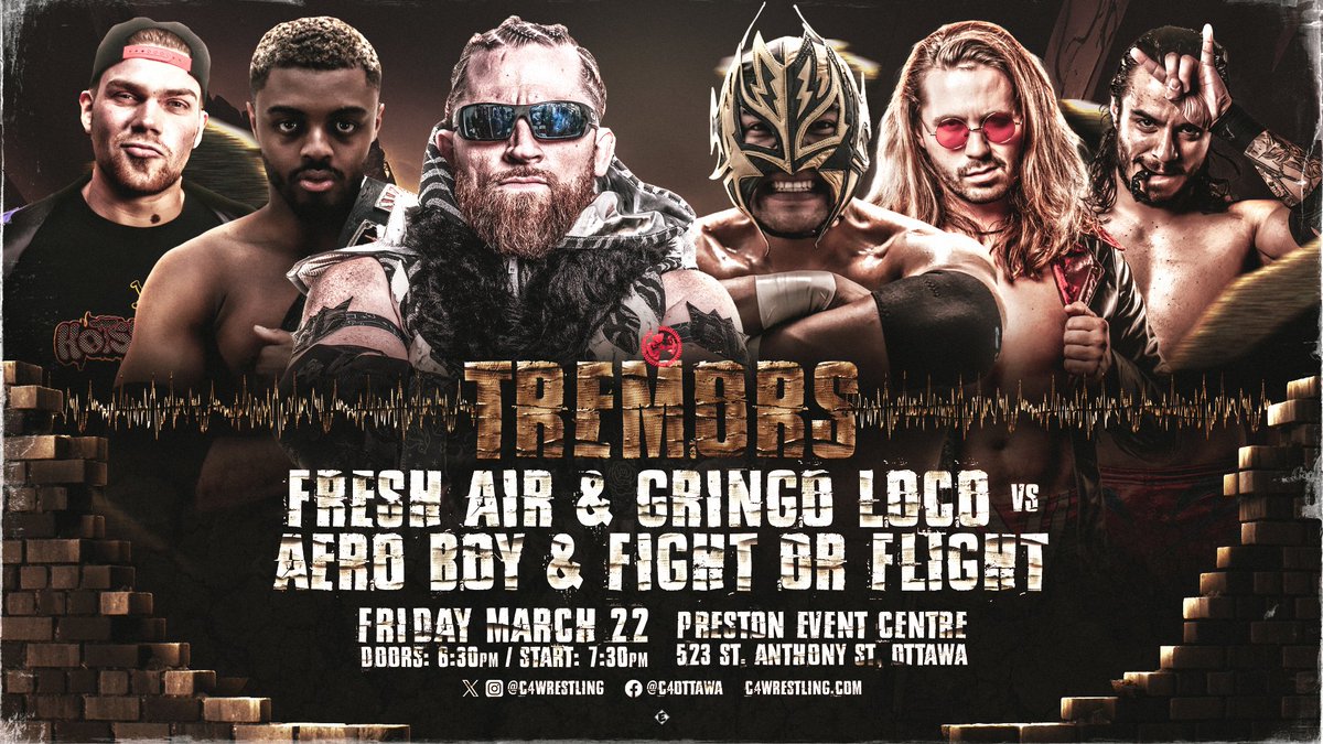 @GringoLocoOG @JuniorBenit0 @thehotstepperpw take on @FuerzaLives @VaughnVertigo Aeroboy FRIDAY @C4Wrestling !!