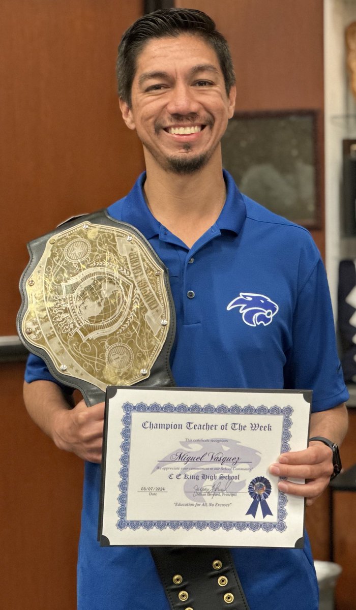 Congratulations to Coach Miguel Vasquez for being our Champion Teacher of the Week #PantherProud