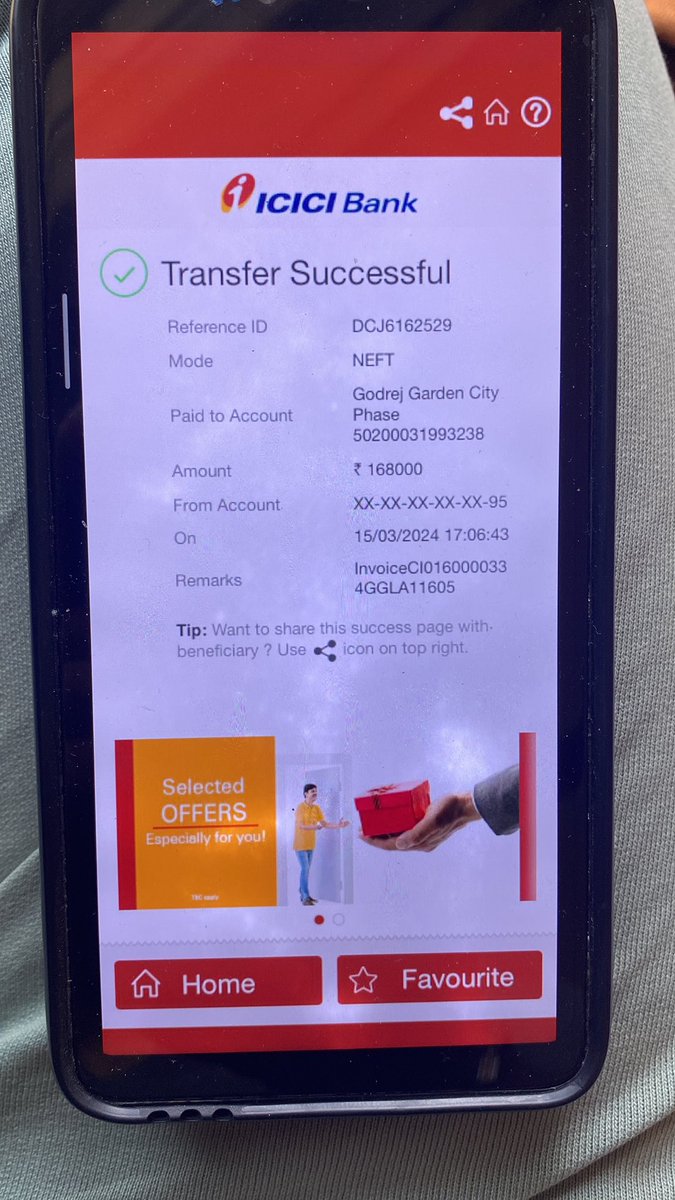 brijjju's tweet photo. Hello Team , Request to refund INR168000 which wrongly transfferer to Godrej Garden city Phase6 bank account against Invoice No.CI0160000334- Unit ref. Green Glades A11605 GGLA11605@GodrejProp https://t.co/CvZZ5wae0l