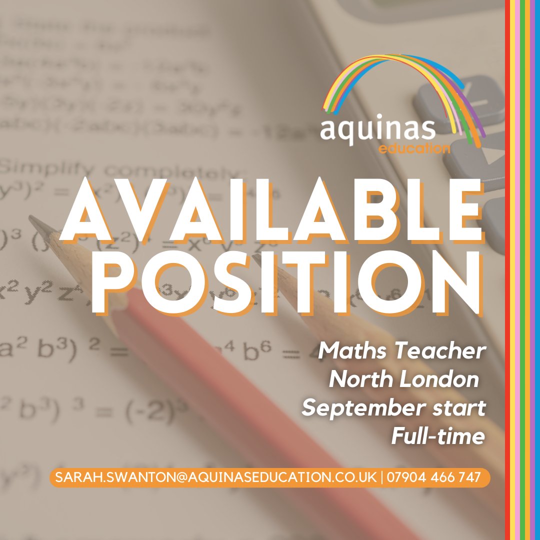 Available position 🌈 Sarah in our London office is looking for two secondary teachers for a fantastic school in North London. If you'd like to hear more about the roles or to apply contact Sarah. #teacherjobs #education #educationjobs #hiringteachers #jobsearch…