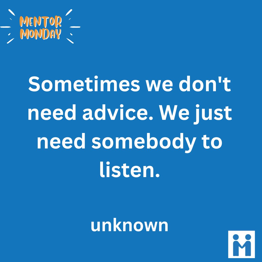 In mentorship, there are times to be a billboard: coaching, consulting, or collaborating on something by sharing great advice. Other times, it's better to be a sounding board. Just listening can do so much for others, especially when they really need to feel heard. #MentorMonday