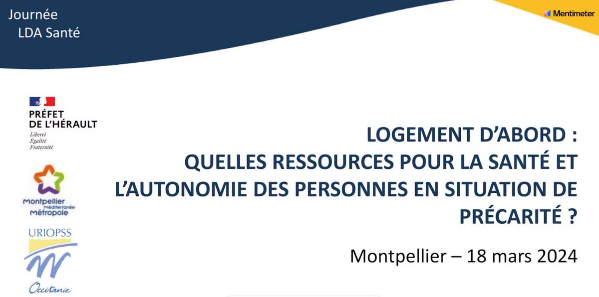 Une riche journée d'échanges sur le projet Logement d'Abord, organisée avec la métropole
<a href="/Montpellier3m/">Montpellier Métropole</a> et la #DDETS34. Près de 70 participants pour discuter autour de la question "Quelles ressources pour la santé et l'autonomie des personnes en situation de précarité ?".