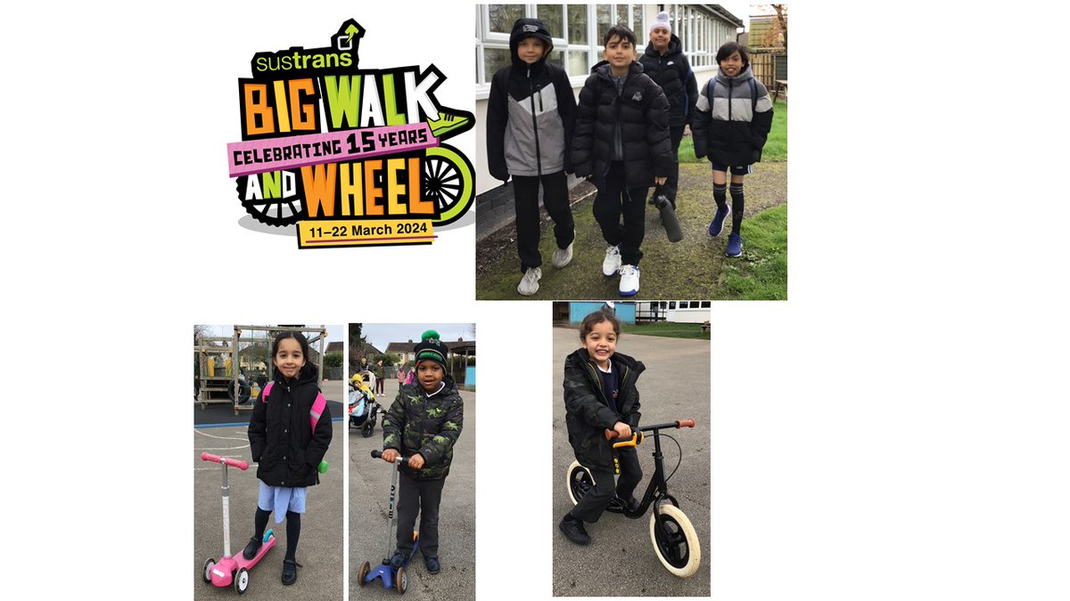 @Sustrans Children at our school committing to walking, riding or scootering to school this week to do their bit for air quality, climate change and an active lifestyle! #BigWalkandWheel