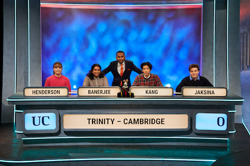 Watch Chemistry PhD student @RJDKang and his @TrinCollCam teamates take on Birkbeck College in tonight's last quarter-final match on #universitychallenge at 8:30pm - whoever wins goes through to the semi-final! @Gaunt_Group