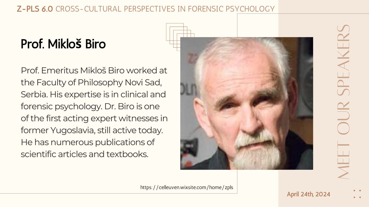 In 6 weeks, we organize the 6th edition of Zoom-Psychology and Law Symposium on research & practice of forensic psychology in different countries. Let's start introducing our speakers! Our first speaker is Prof. Miklos Biro who will talk about forensic psychology in Serbia #ZPLS